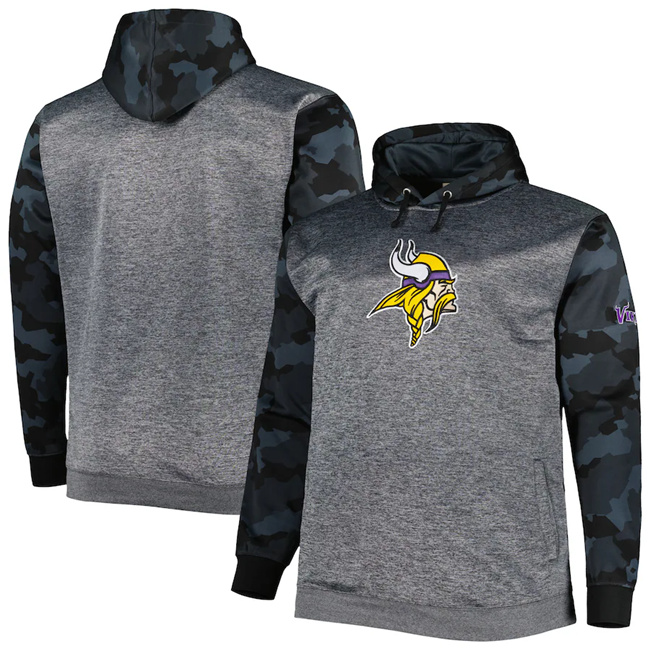 Men's Minnesota Vikings Heather Charcoal Big & Tall Camo Pullover Hoodie Men's Minnesota Vikings Heather Charcoal Big & Tall Camo Pullover Hoodie